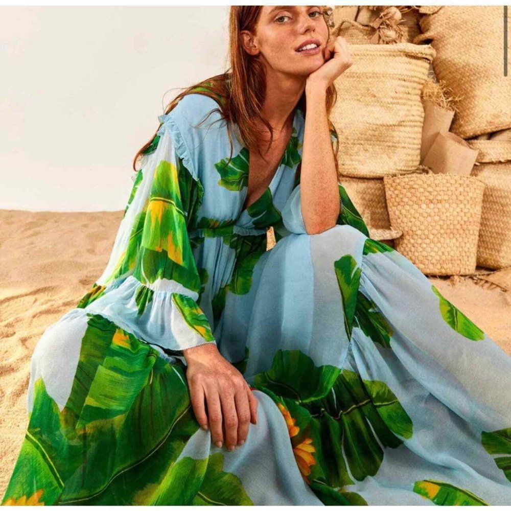 Farm Rio Fresh Bananas Butterfly-Sleeve Maxi Dress View 5